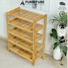 Kệ Để Giày Dép 5 Tầng Gỗ Cao Su 64cm – Thiết Kế Nghiêng Thoáng Khí, Chịu Nước Để Được Nhiều Đồ Dễ Tháo Lắp | Nội Thất Anh Hoàng