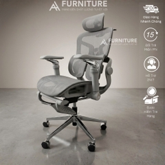 Ghế Văn Phòng Công Thái Học Cao Cấp Tanji 621 Pro Grey - Tựa Lưng 2D, Mâm Trượt, Lưng Nâng Hạ, Tay 6D, Ngả Lưng, Gác Chân