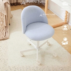 Ghế Trang Điểm Vải Lông Cừu Teddy Purple Hiện Đại Có Tựa Lưng, Ghế Bàn Làm Việc Thiết Kế Không Tay Vịn Dành Cho Nữ | TDY