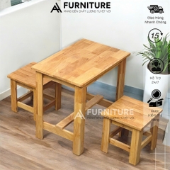 Bàn Ghế Gỗ Nhỏ Gọn Cho 2 Người – Dùng Ăn, Học Bài, Căn Hộ Mini
