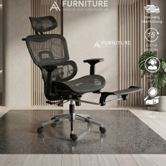 Ghế Công Thái Học Model 900 Black Grey Lưới Có Chỉnh Mâm, Gác Chân - Ghế Xoay Văn Phòng Ngả Lưng Thư Giãn | Nội Thất Anh Hoàng