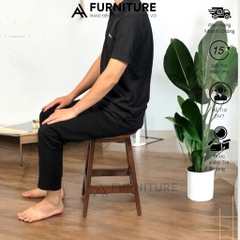 Ghế Gỗ Cao Su Tròn Cao 45cm Màu Đen – Lắp Ráp Tiện Lợi, Nhẹ Gọn, Đa Năng | Nội Thất Anh Hoàng