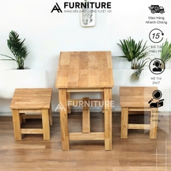 Bàn Ghế Gỗ Nhỏ Gọn Cho 2 Người – Dùng Ăn, Học Bài, Căn Hộ Mini