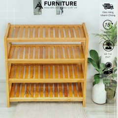 Kệ Để Giày Dép 4 Tầng Gỗ Cao Su 64cm – Thiết Kế Nghiêng Thoáng Khí, Chịu Nước Để Được Nhiều Đồ Dễ Tháo Lắp | Nội Thất Anh Hoàng