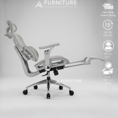 Ghế Văn Phòng Công Thái Học Cao Cấp Tanji 621 Pro Grey - Tựa Lưng 2D, Mâm Trượt, Lưng Nâng Hạ, Tay 6D, Ngả Lưng, Gác Chân