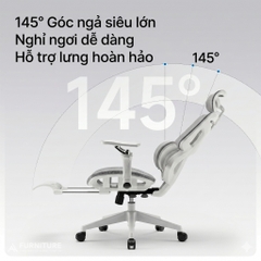 Ghế Công Thái Học E18 Black Có Gác Chân - Ghế Xoay Văn Phòng Lưng Lưới Ngả 145 Độ Chống Đau Lưng