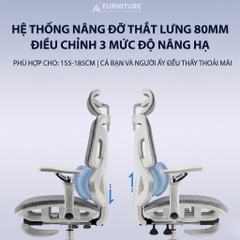 Ghế Công Thái Học E18 Black Có Gác Chân - Ghế Xoay Văn Phòng Lưng Lưới Ngả 145 Độ Chống Đau Lưng