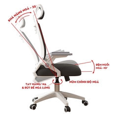 Ghế Văn Phòng, Ghế Lưng Lưới Công Thái Học Ergonomic Thông Minh Hỗ Trợ Giảm Đau Mỏi Lưng | 401 Đen | Nội Thất Anh Hoàng