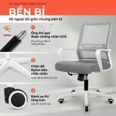 Ghế Xoay Văn Phòng 360 Độ Tay Cố Định Vững Chắc, Thiết Kế Tinh Tế Tối Giản Đệm Dày | 801 Grey | Nội Thất Anh Hoàng