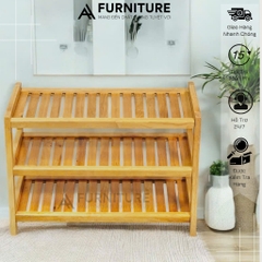 Kệ Để Giày Dép 3 Tầng Gỗ Cao Su 64cm – Thiết Kế Nghiêng Thoáng Khí, Chịu Nước Để Được Nhiều Đồ Dễ Tháo Lắp | Nội Thất Anh Hoàng