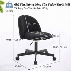 Ghế Trang Điểm Vải Lông Cừu Teddy Purple Hiện Đại Có Tựa Lưng, Ghế Bàn Làm Việc Thiết Kế Không Tay Vịn Dành Cho Nữ | TDY