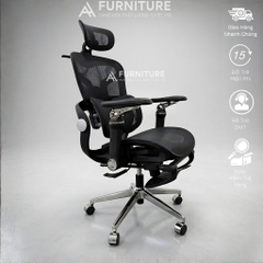 Ghế Văn Phòng Công Thái Học Cao Cấp Tanji 621 Pro Grey - Tựa Lưng 2D, Mâm Trượt, Lưng Nâng Hạ, Tay 6D, Ngả Lưng, Gác Chân