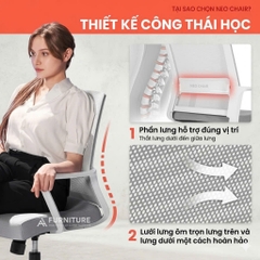 Ghế Xoay Văn Phòng 360 Độ Tay Cố Định Vững Chắc, Thiết Kế Tinh Tế Tối Giản Đệm Dày | 801 Grey | Nội Thất Anh Hoàng