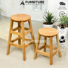 Ghế Đẩu Gỗ – Chiều Cao 60cm, Dùng Ăn, Đảo Bếp, Decor Tiện Lợi