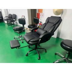 Ghế Giám Đốc Màu Nâu Da PU Có Ngả Lưng Thư Giãn Và Đỡ Chân – Tay Bọc Đệm Êm, Kèm Gối Lưng, Khung Chân Kim Loại Chịu Lực 200kg