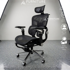 Ghế Văn Phòng Công Thái Học Cao Cấp Tanji 621 Pro Grey - Tựa Lưng 2D, Mâm Trượt, Lưng Nâng Hạ, Tay 6D, Ngả Lưng, Gác Chân