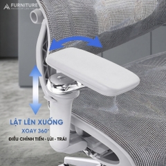 Ghế Xoay Công Thái Học Model 905 Grey, Gác chân, Tựa cổ, Tựa Lưng Thay Đổi Linh Hoạt Thiết Kế Bảo Vệ Cột Sống Ngả Lưng 145 Độ