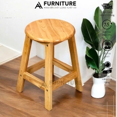 Ghế Gỗ Cao Su Tròn Cao 45cm Màu Đen – Lắp Ráp Tiện Lợi, Nhẹ Gọn, Đa Năng | Nội Thất Anh Hoàng