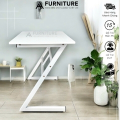 Bàn Máy Tính Gaming Màu Trắng Gỗ MDF Melamine Size 120x60 Cao 75cm Khung Sắt Sơn Tĩnh Điện – Bàn Làm Việc Chơi Game | Mã Z02 | Nội Thất Anh Hoàng