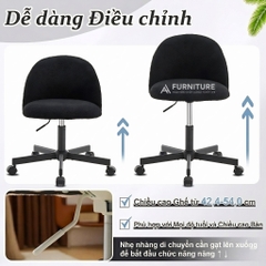Ghế Trang Điểm Vải Lông Cừu Teddy Purple Hiện Đại Có Tựa Lưng, Ghế Bàn Làm Việc Thiết Kế Không Tay Vịn Dành Cho Nữ | TDY
