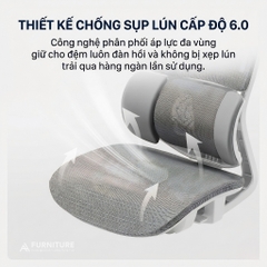 Ghế Công Thái Học E18 Grey Có Gác Chân - Ghế Xoay Văn Phòng Lưng Lưới Ngả 145 Độ Chống Đau Lưng