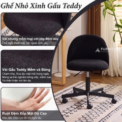 Ghế Trang Điểm Vải Lông Cừu Teddy Purple Hiện Đại Có Tựa Lưng, Ghế Bàn Làm Việc Thiết Kế Không Tay Vịn Dành Cho Nữ | TDY