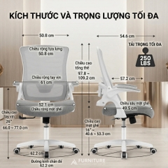 Ghế Xoay Văn Phòng Lưng Lưới DBS Grey - Ghế Làm Việc Công Thái Học Cao Cấp, Tay Nâng Linh Hoạt | Nội Thất Anh Hoàng