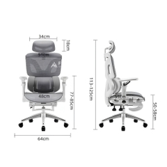 Ghế Công Thái Học E18 Black Có Gác Chân - Ghế Xoay Văn Phòng Lưng Lưới Ngả 145 Độ Chống Đau Lưng