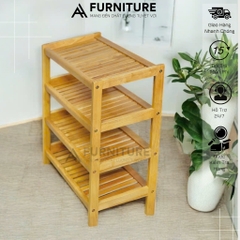 Kệ Để Giày Dép 4 Tầng Gỗ Cao Su 64cm – Thiết Kế Nghiêng Thoáng Khí, Chịu Nước Để Được Nhiều Đồ Dễ Tháo Lắp | Nội Thất Anh Hoàng