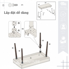 Bàn Làm Việc ELLE Decor Thiết Kế Phong Cách, 2 Ngăn Kéo Để Đồ, 4 Chân Gỗ Gọn Gàng Vững Chắc, Kích Thước Rộng Rãi | ELLE
