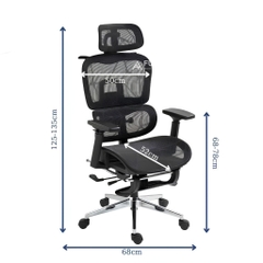 Ghế Công Thái Học Model 900 Black Full Lưới Có Chỉnh Mâm, Gác Chân - Ghế Xoay Văn Phòng Ngả Lưng Thư Giãn | Nội Thất Anh Hoàng