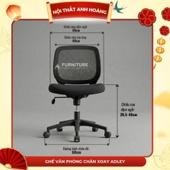 Ghế Văn Phòng Chân Xoay ADLEY - Ghế Xoay Phong Cách Tối Giản Không Tay Ghế | Nội Thất Anh Hoàng