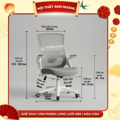 Ghế Xoay Văn Phòng Lưng Lưới DBS - Ghế Làm Việc Công Thái Học Cao Cấp, Tay Nâng Linh Hoạt | Nội Thất Anh Hoàng