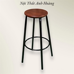 Ghế quầy bar cao 75cm màu gỗ tự nhiên, không tựa màu nệm nâu
