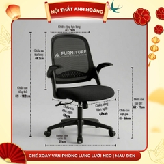 Ghế Xoay Văn Phòng Lưng Lưới NEO - Ghế Làm Việc Văn Phòng Cao Cấp, Tay Nâng Linh Hoạt | Nội Thất Anh Hoàng
