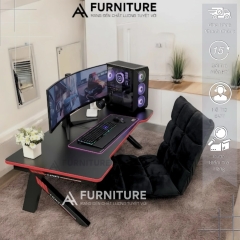 1 Bộ Bàn Ghế Máy Tính Gaming Splus Màu Đen Gấp Gọn Tiện Lợi KB02 + Tatami Nâu | Nội Thất Anh Hoàng
