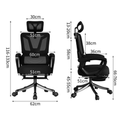 Ghế Xoay Văn Phòng 2 In 1 Màu Trắng, Ghế Công Thái Học, Ghế Game Tựa Đầu 3d, Lưng Ghế Có Thể Ngả 145° | 006 | Nội Thất Anh Hoàng