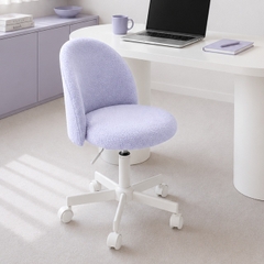 Ghế Trang Điểm Vải Lông Cừu Teddy Purple Hiện Đại Có Tựa Lưng, Ghế Bàn Làm Việc Thiết Kế Không Tay Vịn Dành Cho Nữ | TDY