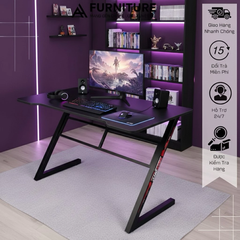 Bàn Máy Tính Chữ Z Màu Hồng Mặt Gaming Bo Góc Chân Sắt Sơn Tĩnh Điện | ZT120 | Nội Thất Anh Hoàng