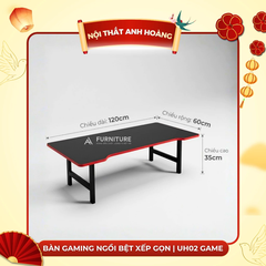 Bàn Máy Tính Ngồi Bệt Kiểu Nhật Mặt Gỗ Gaming Chân Xếp Gấp Gọn Tiện Lợi | UH02 GAME | Nội Thất Anh Hoàng