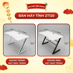 Bàn Máy Tính Chữ Z Màu Trắng Mặt Gaming Bo Góc Chân Sắt Sơn Tĩnh Điện | ZT120 | Nội Thất Anh Hoàng