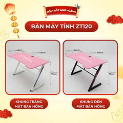 Bàn Máy Tính Chữ Z Màu Hồng Mặt Gaming Bo Góc Chân Sắt Sơn Tĩnh Điện | ZT120 | Nội Thất Anh Hoàng