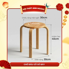 Ghế Đẩu Gỗ Số Bảy – Xếp Chồng Gọn, Dùng Ăn Uống, Học Tập, Quán Xá