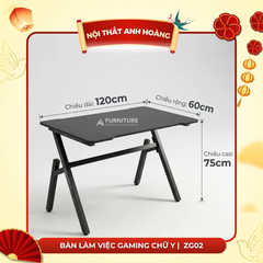 Bàn Làm Việc Gaming Màu Đỏ Size Lớn 120x60cm Chữ Y Chân Sắt Sơn Tĩnh Điện - Chuẩn Bị Hàng Trong 24h | ZG02 | Nội Thất Anh Hoàng