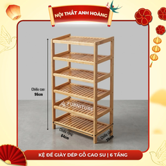 Kệ Để Giày Dép 6 Tầng Gỗ Cao Su 64cm – Thiết Kế Nghiêng Thoáng Khí, Chịu Nước Để Được Nhiều Đồ Dễ Tháo Lắp | Nội Thất Anh Hoàng