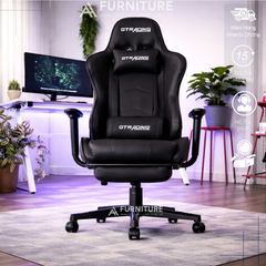 Ghế Stream Cao Cấp Ngả Lưng 180° - Da Pu Nano - Có Gác Chân | SRASER - GTRACING MA011 Grey | Nội Thất Anh Hoàng