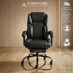 Ghế Giám Đốc Da PU Có Ngả Lưng Thư Giãn Và Đỡ Chân – Tay Bọc Đệm Êm, Kèm Gối Lưng, Khung Chân Kim Loại Chịu Lực 200kg