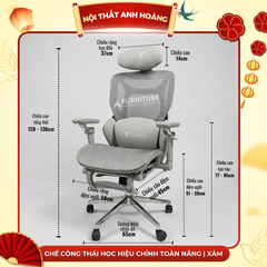 Ghế Công Thái Học Hiệu Chỉnh Toàn Năng - Ghế Công Thái Học Điều Chỉnh Nhiều Chế Độ Cao Cấp | E16 Black | Nội Thất Anh Hoàng