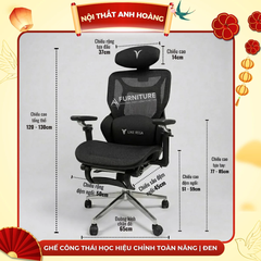 Ghế Công Thái Học Hiệu Chỉnh Toàn Năng - Ghế Công Thái Học Điều Chỉnh Nhiều Chế Độ Cao Cấp | E16 Black | Nội Thất Anh Hoàng