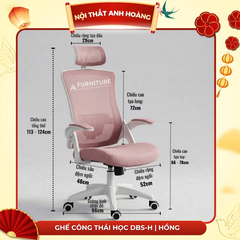 Ghế Công Thái Học DBS-H Beige– Tựa Đầu, Lưng Lưới Đỡ Cột Sống, Tay Ghế Điều Chỉnh | Nội Thất Anh Hoàng